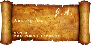 Janszky Ákos névjegykártya
